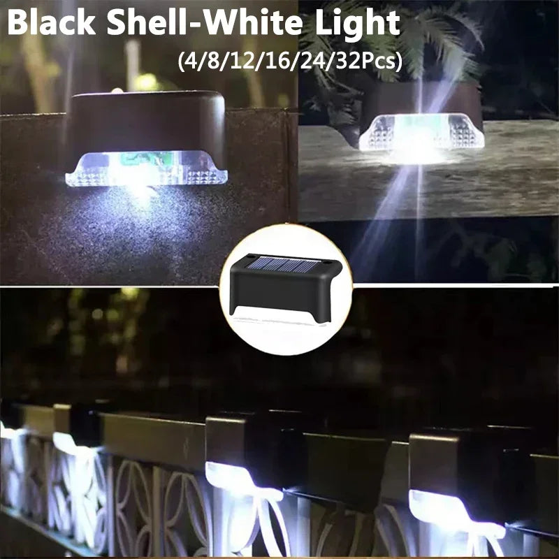 32/24/16/12/8/4 Uds. Luces solares de cubierta, impermeables para exteriores, luces LED para vallas, escalones de jardín
