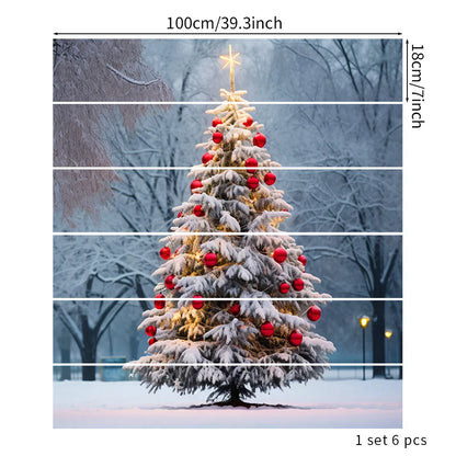 6PCS Christmas Staircase Background Cloth Xmas decoration 2025 Xmas