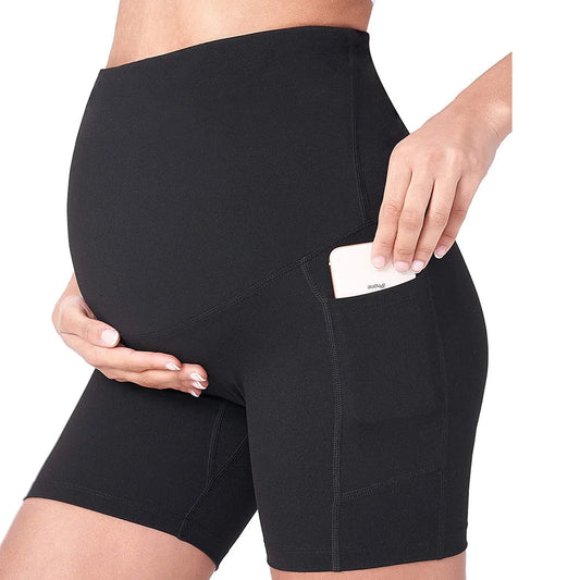 Women's Maternity Yoga Shorts Over The Belly Bump Summer Workout Running