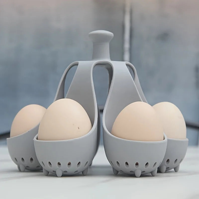 Soporte para huevos 4/6, cocedor de huevos de silicona resistente a altas temperaturas