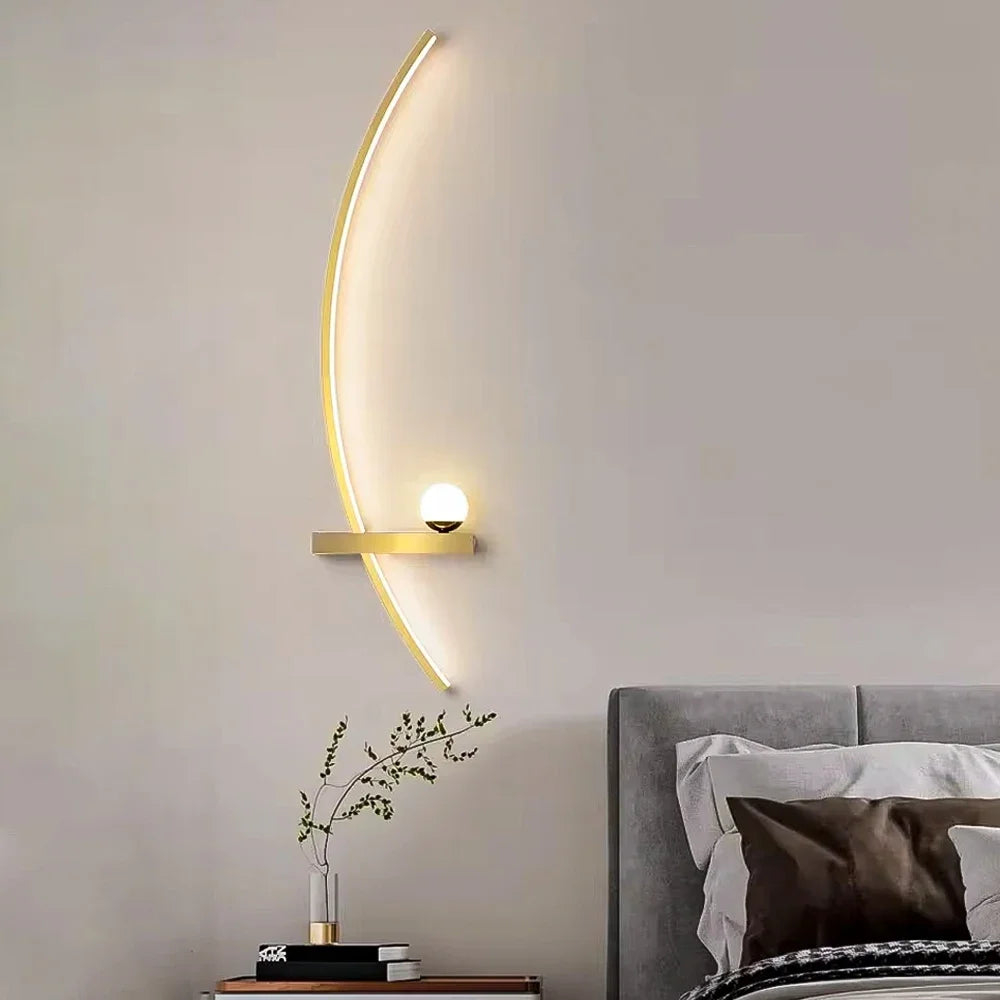 Candeeiro de parede LED moderno, minimalista, com riscas, decorativo para quarto, cabeceira, sala de estar, iluminação ambiente.