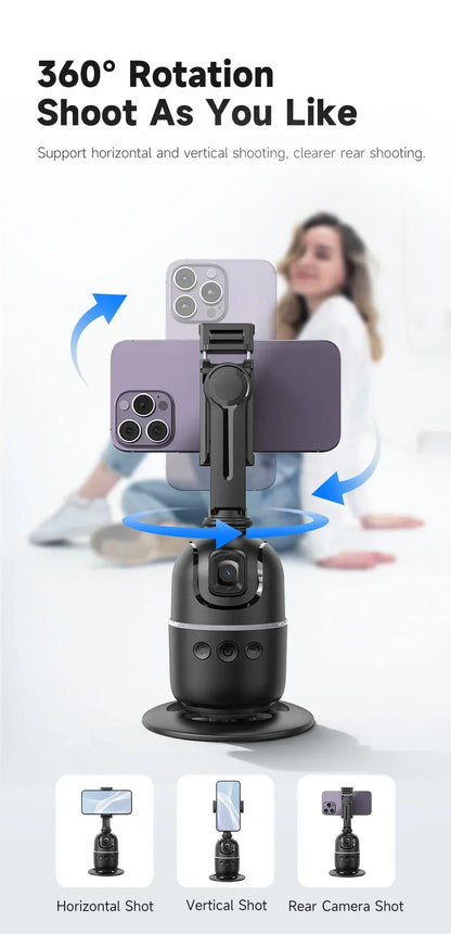 VIKEFON Estabilizador de cardán con seguimiento facial automático inteligente 360° Trípode con palo selfi