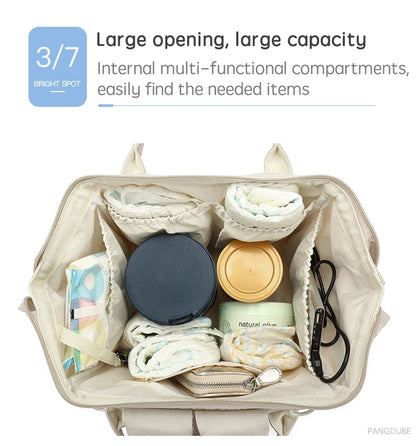 PANGDUBE Baby Nappy Bag with 2pcs Stroller Hooks Mummy Bag Backpack Waterproof