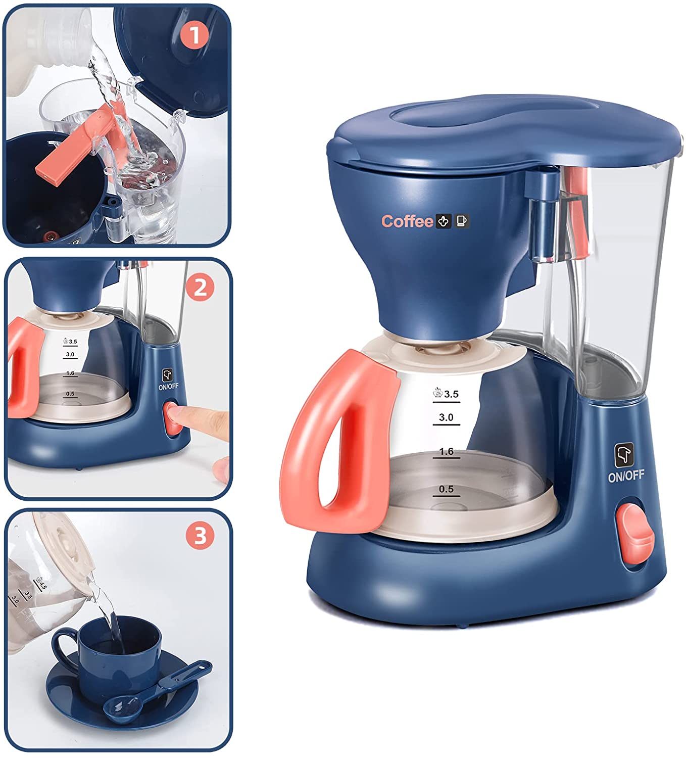 Mini Household Appliances Kitchen Toys, Pretend Play Set with Coffee Maker Blender