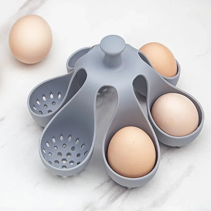 Soporte para huevos 4/6, cocedor de huevos de silicona resistente a altas temperaturas