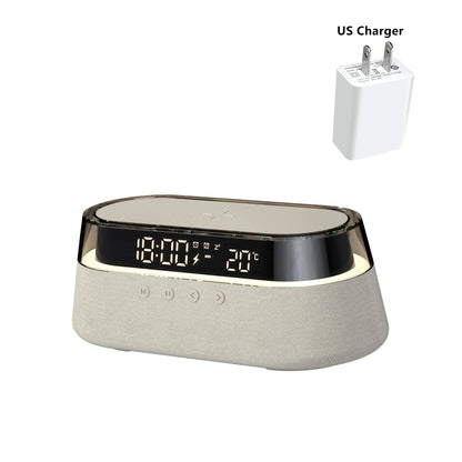 6-in-1 Smart Alarm Clock - 15W Wireless Charger, Bluetooth Speaker....