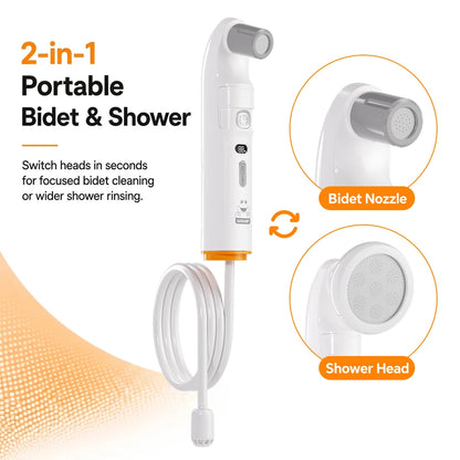 Electric Portable Bidet, 2-in-1 Shower & Bidet Nozzle, Rechargeable Travel Sprayer