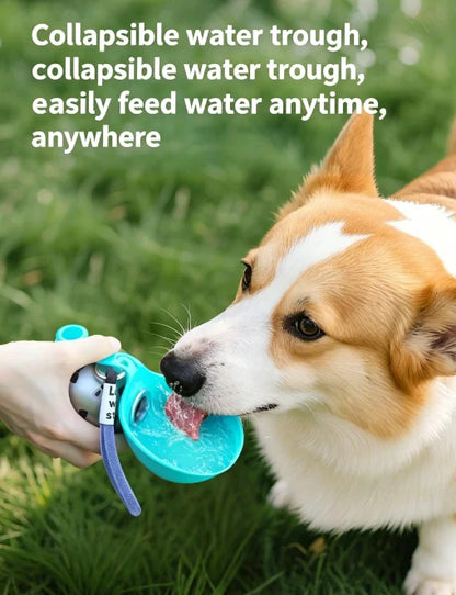Pet Portable 285ML Water Bottle 304 Stainless Steel Foldable Basin Food-Grade Silicone Blue Pink Outdoor Pet Drinking Solution