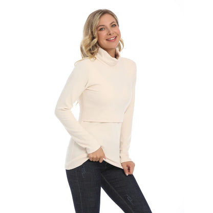 Autumn Winter Maternity Clothes Turtleneck Warm Long Sleeve