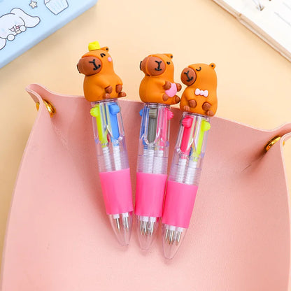 10Pcs/Lot Kawaii Capybara Mini 4 Colors Ballpoint Pens