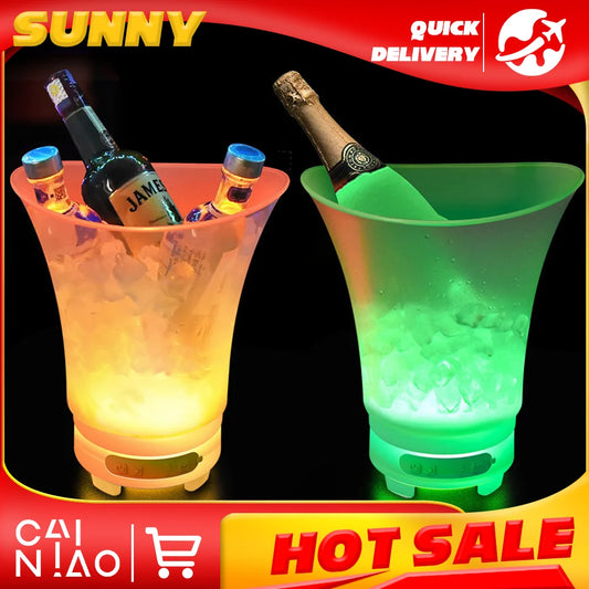 5L RGB LED Ice Bucket with Bluetooth speaker Waterproof Plastic Light Up Champagne beer