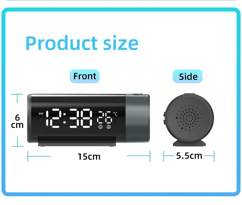 Clock Electronic Alarm Clock with Projection FM Radio