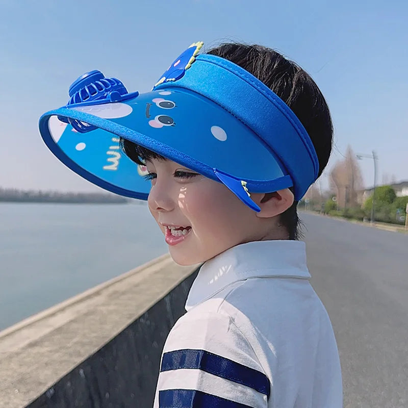 Children's Summer Sun Hat with Fan Sun Protection