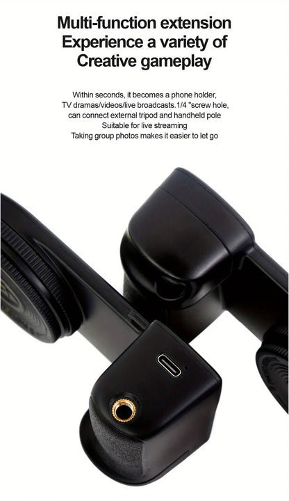 Empuñadura magnética para smartphone con control remoto Bluetooth desmontable de 30 m con luz de relleno, mango para selfis antivibración, soporte para fotos