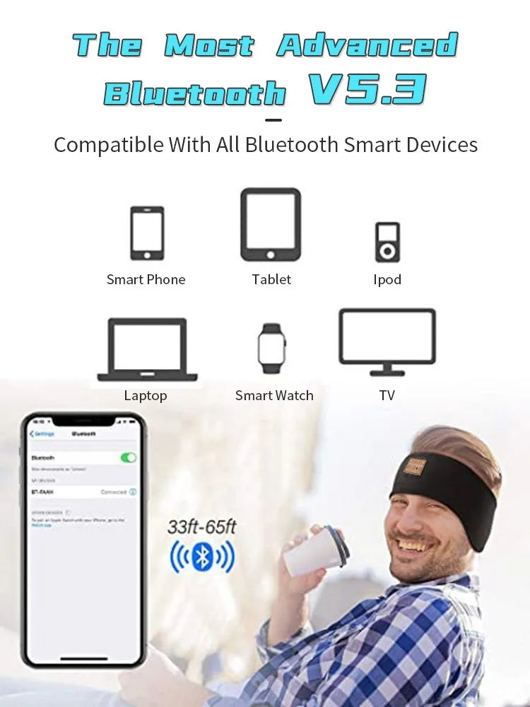HYE Auriculares Bluetooth Deportivos Diadema Elástica Inalámbricos Música