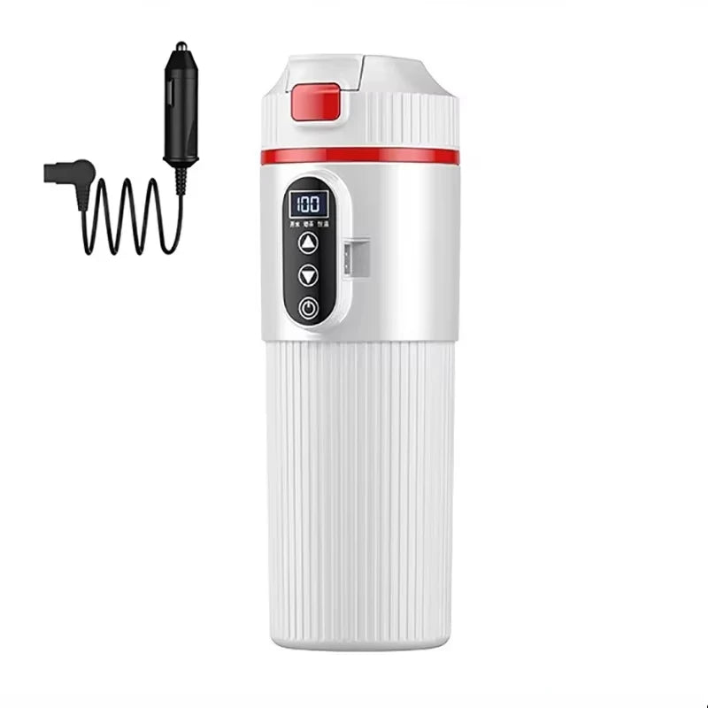 500ml Car Heating Cup Digital LCD Display Stainless Steel Electric Kettle Portable 12/24V
