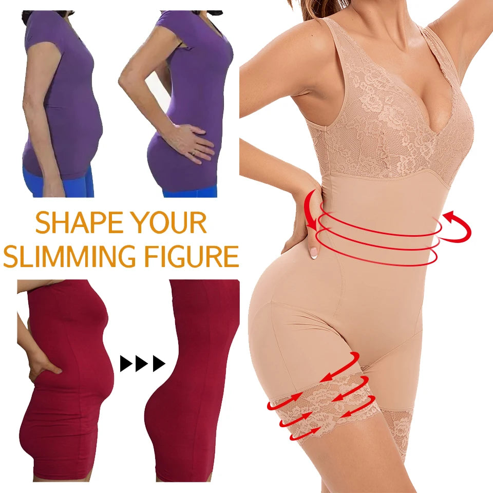 Shapewear Women Full Body Shaper Slimming Bodysuits Lace Corset Waist Trainer Shaping