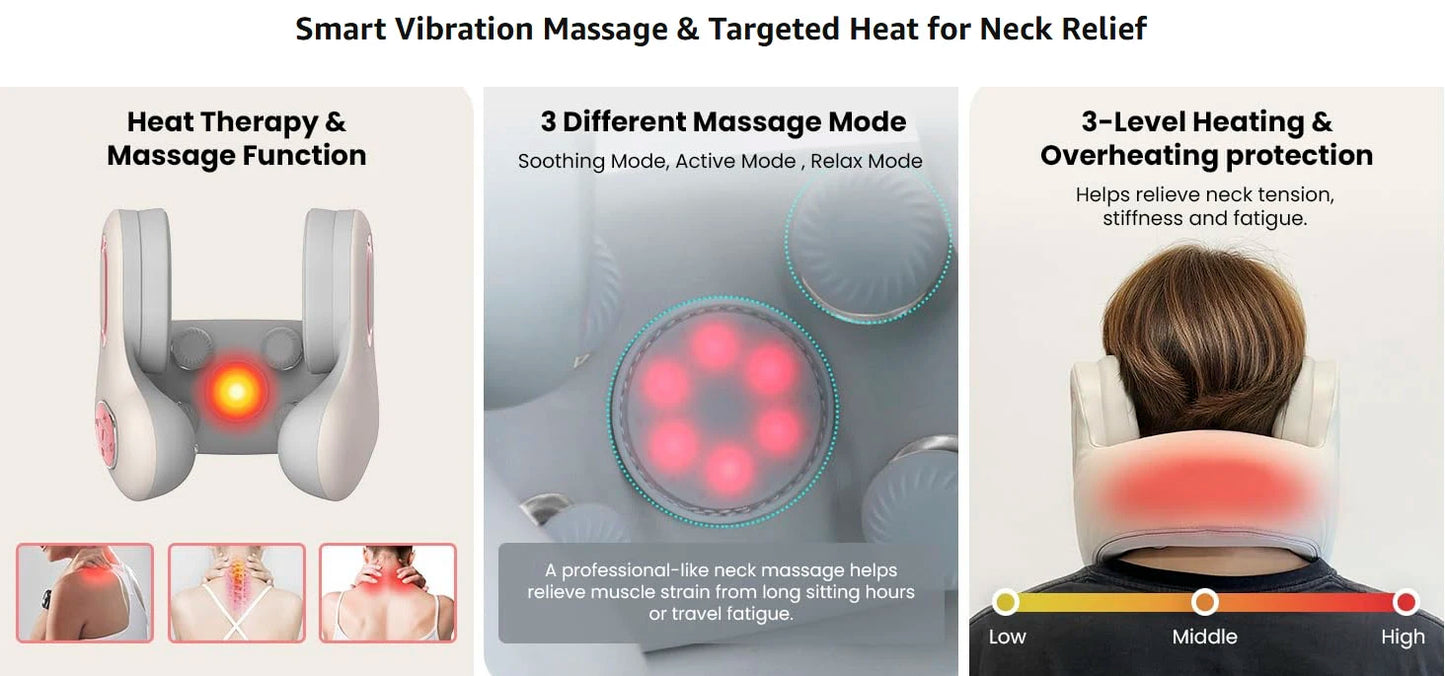 Neck Massager and Heat, U-Shape Memory Foam Airplane Pillows
