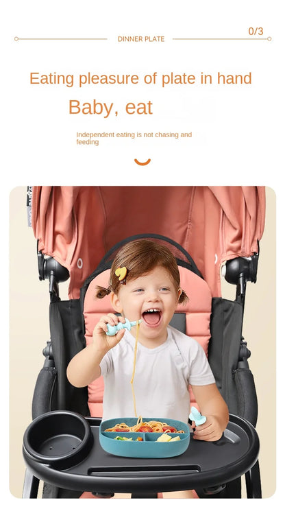3 In 1 Baby Stroller Dinner Table Tray Phone Stand Plate Accessories Supplies