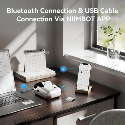 Label Printer Mini Bluetooth Sticker Maker Support Smartphones PC