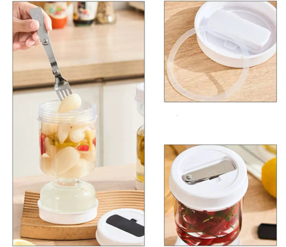 Olive & Kimchi Filter New Container Hourglass Jar With Filter Flip Pickle