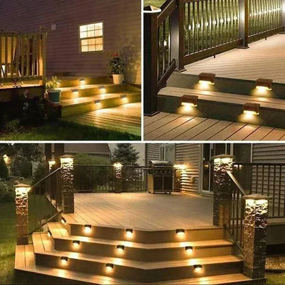 Luces solares para terraza de 4/8/12 unidades, encendido/apagado automático, impermeables, para escaleras y paredes