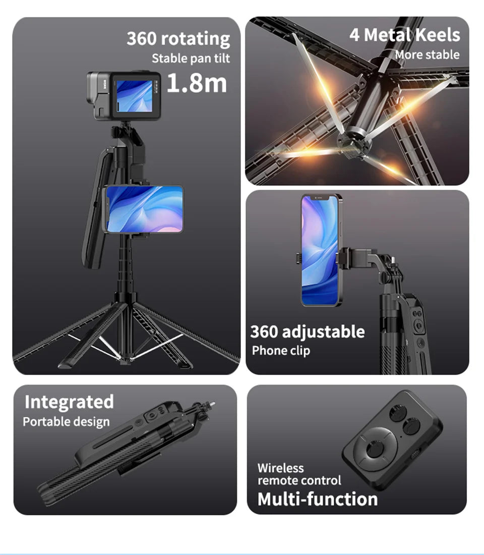 COOL DIER C12 AI Tracking gimbal Trípode Estabilizador de cardán Palo selfi inalámbrico plegable