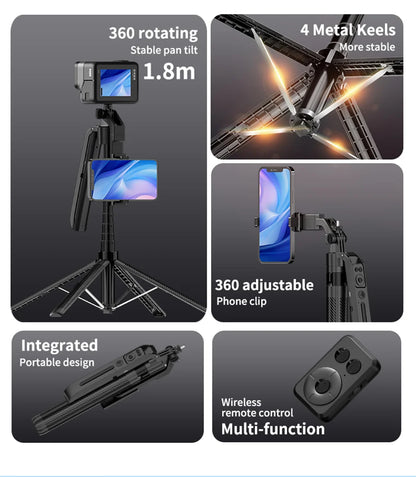 COOL DIER C12 AI Tracking gimbal Trípode Estabilizador de cardán Palo selfi inalámbrico plegable