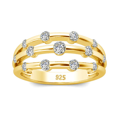 Certificated Moissanite Rings For Women Solid 925 Sterling Silver Eternity