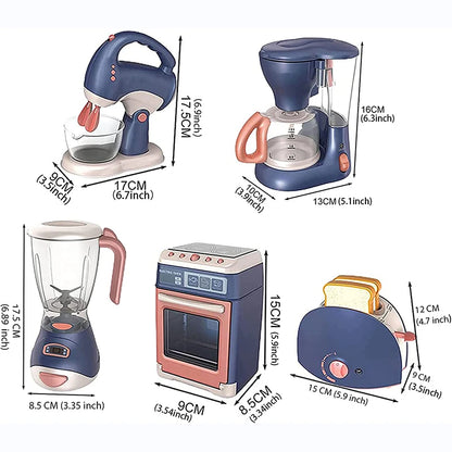 Mini Household Appliances Kitchen Toys, Pretend Play Set with Coffee Maker Blender