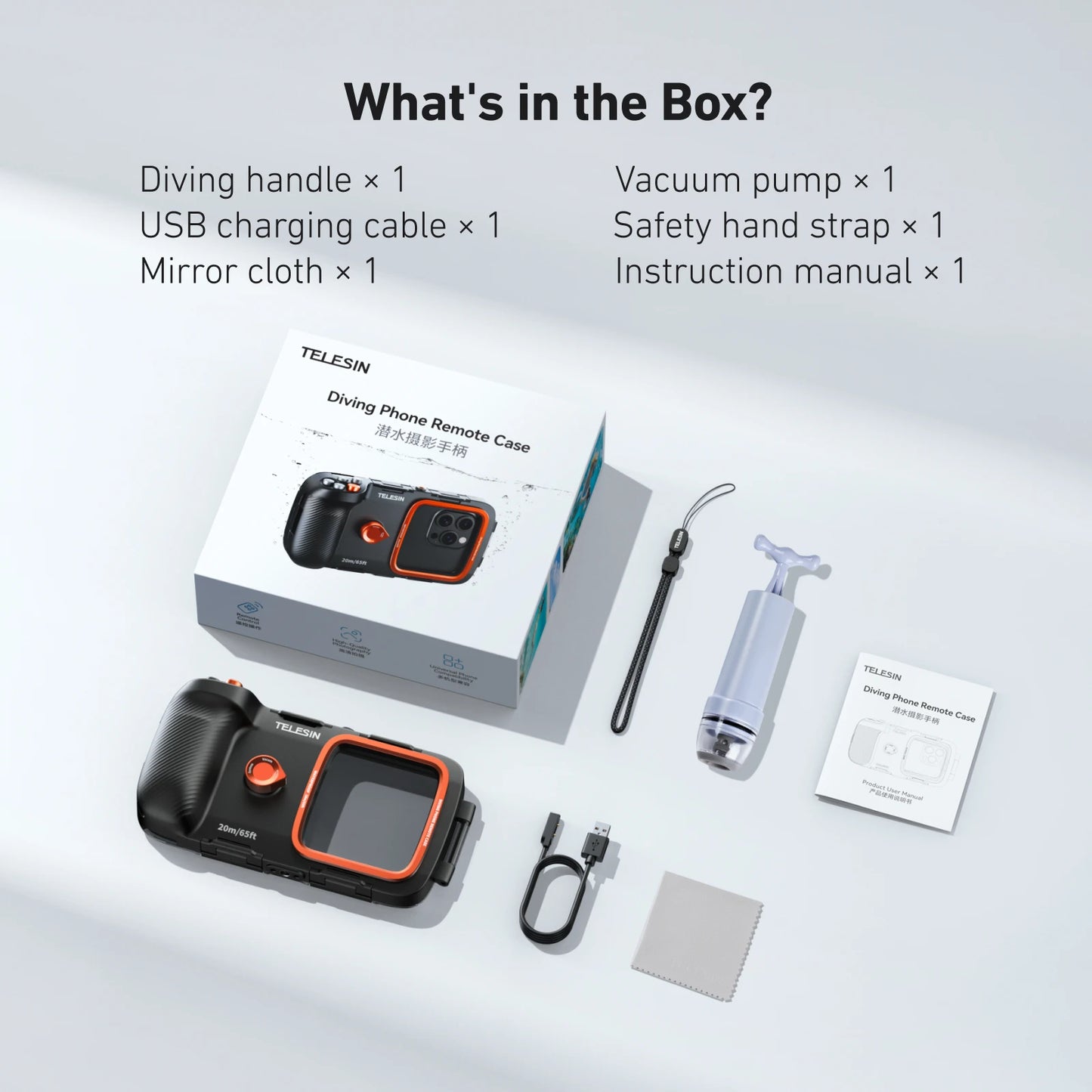 Carcasa Impermeable TELESIN para Teléfono de Buceo, Soporte Universal para Teléfono con Empuñadura