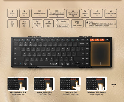 Teclado plegable ProtoArc XK01 TP con panel táctil Bluetooth de viaje