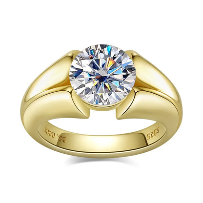 3 Carat Moissanite Ring 925 Sterling Silver Woman Yellow Color Wedding