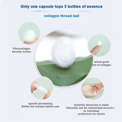 Sérum facial coreano com colagénio hidrolisado em forma de fios, hidratante, lifting e refirmante, para o cuidado da pele e redução de linhas finas.