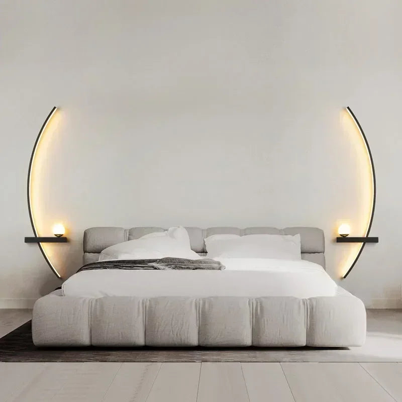 Candeeiro de parede LED moderno, minimalista, com riscas, decorativo para quarto, cabeceira, sala de estar, iluminação ambiente.