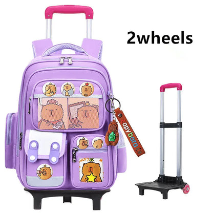 Children Trolley backpack wheels Student High capacity School bags
