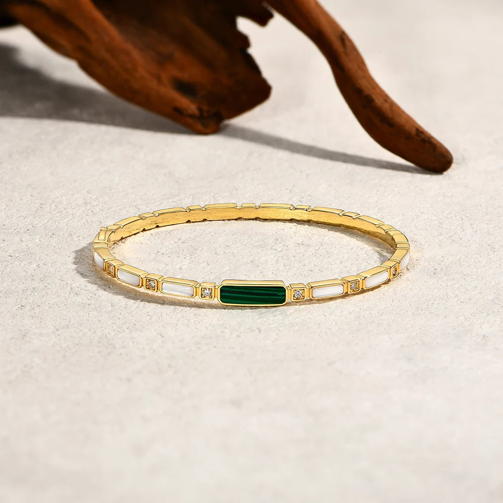 ATTAGEMS Luxury Synthetic Malachite Moissanite Bracelet 2025