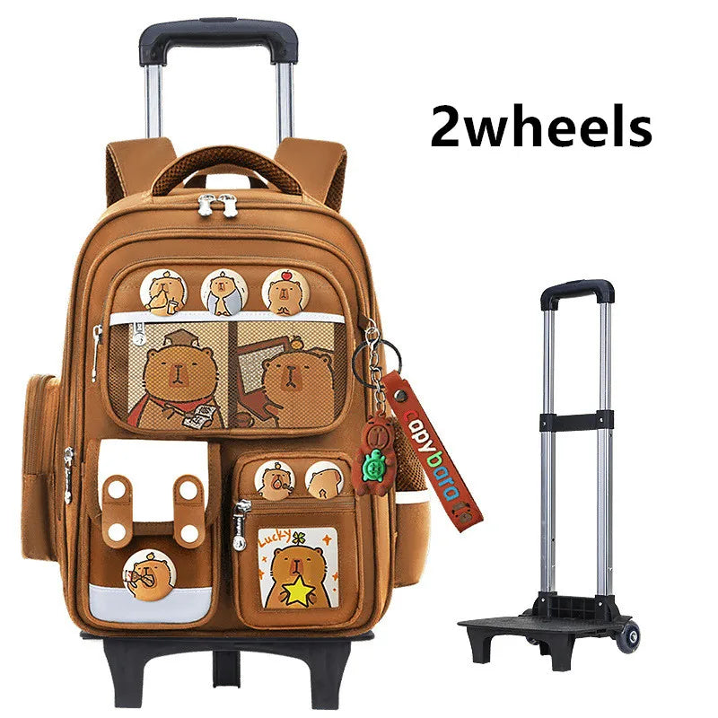 Children Trolley backpack wheels Student High capacity School bags