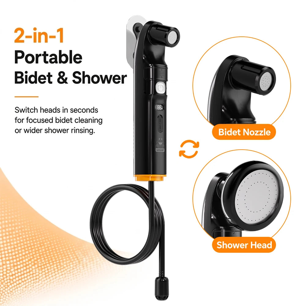 Electric Portable Bidet, 2-in-1 Shower & Bidet Nozzle, Rechargeable Travel Sprayer