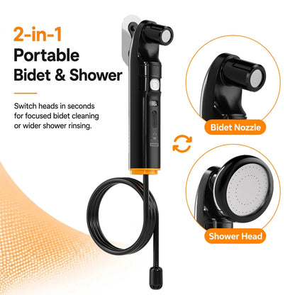 Electric Portable Bidet, 2-in-1 Shower & Bidet Nozzle, Rechargeable Travel Sprayer