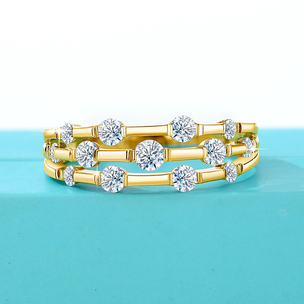Certificated Moissanite Rings For Women Solid 925 Sterling Silver Eternity