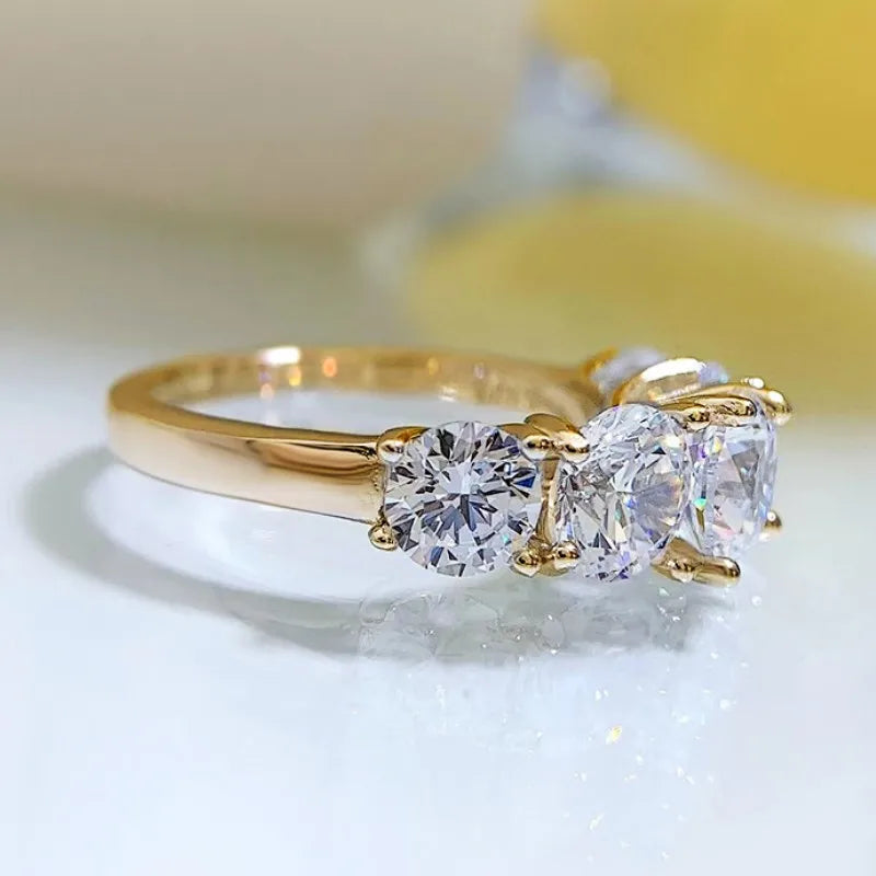 IOGOU Luxury 3.6CTTW All Moissanite Wedding Ring 5 Stone Sparkling Diamond