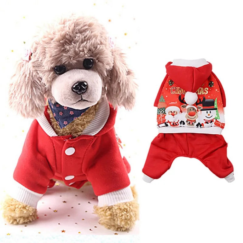 Christmas Pet Dog Jumpsuits Winter Warm Xmas Pets Dogs Clothes
