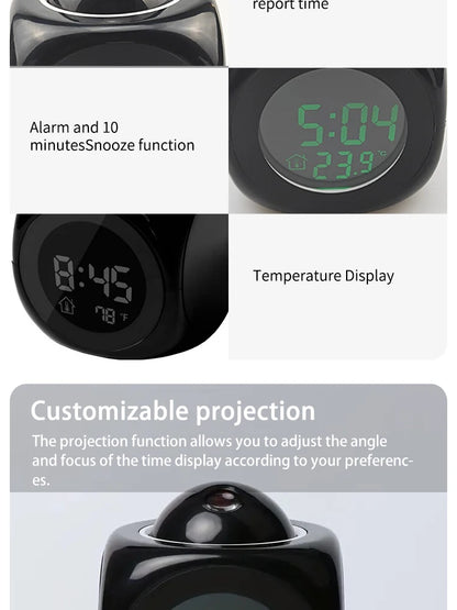 Multi-function Projection Chime Clock LED Light Projection