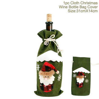Christmas Wine Bottle Cover Merry Christmas Decoration For Home