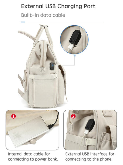 PANGDUBE Baby Nappy Bag with 2pcs Stroller Hooks Mummy Bag Backpack Waterproof
