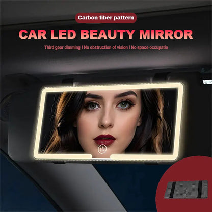 Car Sun Visor Makeup Mirror LED Light Touch Screen Adjustable Brightness Auto