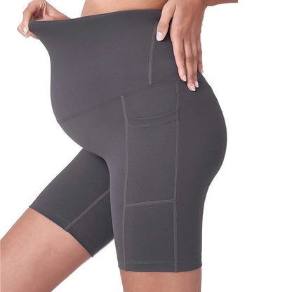 Women's Maternity Yoga Shorts Over The Belly Bump Summer Workout Running