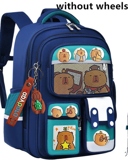 Children Trolley backpack wheels Student High capacity School bags