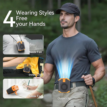 Waist Fan Portable Hanging Neck Waist Clip Fan Wearable Shirt Fan